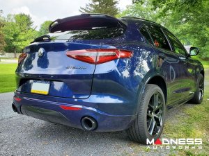 Alfa Romeo Stelvio Complete Exterior Styling Kit - Roof Spoiler + V Shield Grill Frame + Emblem Frame Kit - Carbon Fiber - Feroce Carbon Alfa Romeo Stelvio Complete Exterior Styling Kit - Roof Spoiler + V Shield Grill Frame + Emblem Frame Kit - Carbon Fiber - Feroce Carbon